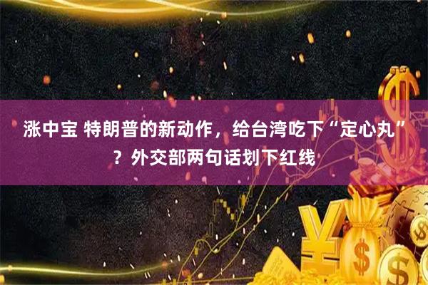 涨中宝 特朗普的新动作，给台湾吃下“定心丸”？外交部两句话划下红线